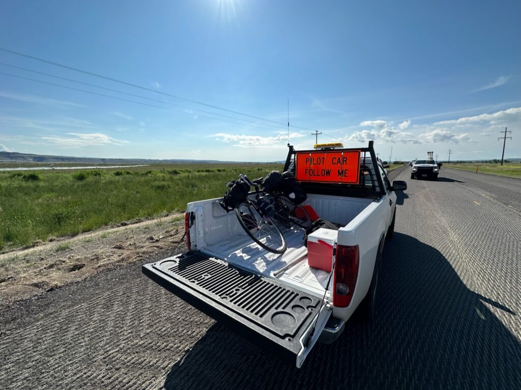 Day 14 - Getting a shuttle through road work in Wyoming.