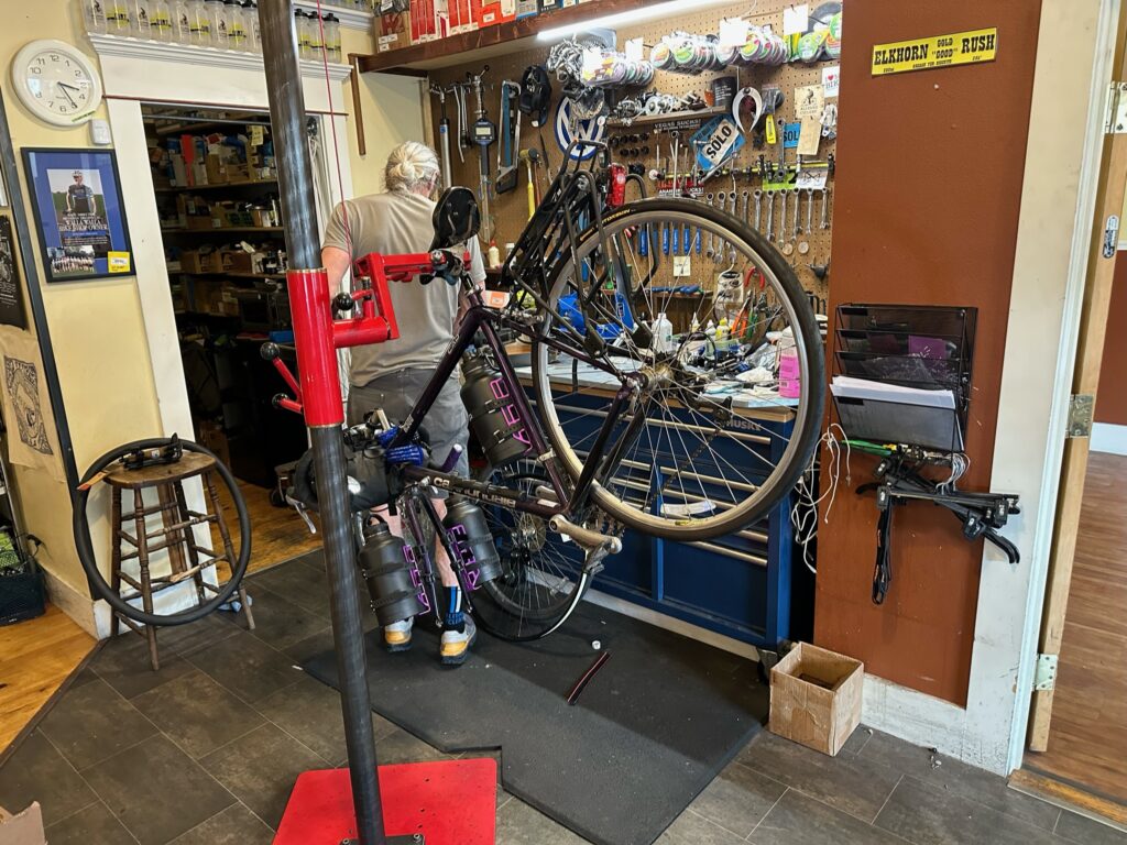 Day 5 - Getting wheel repairs Allegro Cyclery in Walla Walla, Washington.