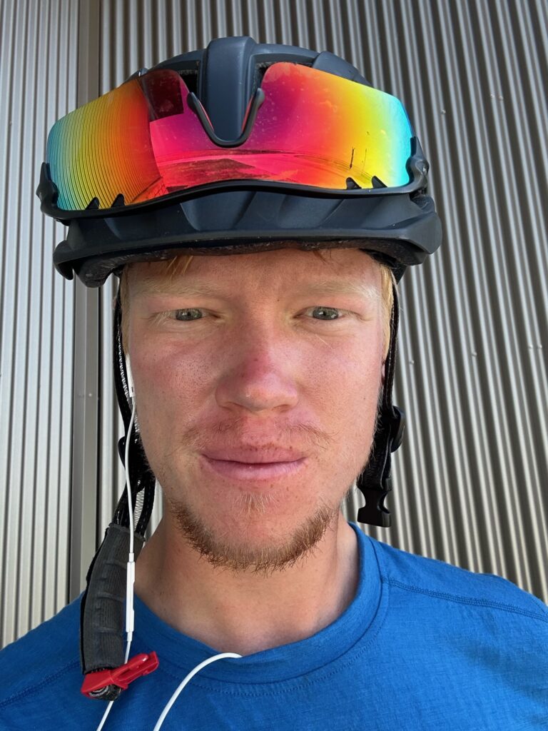 Day 25 - Me! Just into the central Time Zone, in Kansas. It's hot and windy.