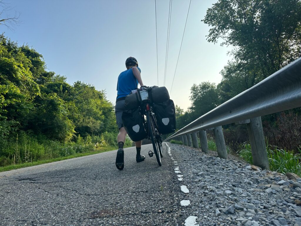 Day 39 - Pushing my bike, uphill, through gravel.